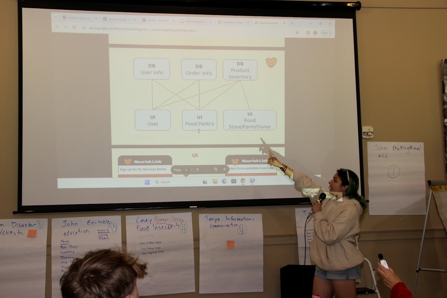 Team members take turns presenting different parts of the solution presentation - HV Digital Rally Hackathon 2024