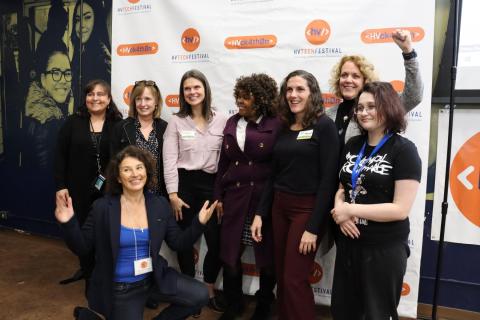 Women in Tech panelists and attendees